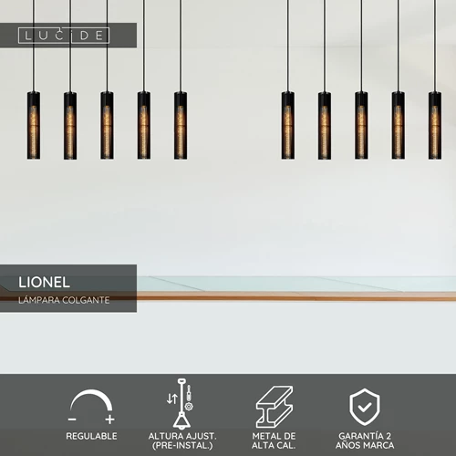 Lucide LIONEL - Lámpara colgante - 5xE27 - Negro - USP